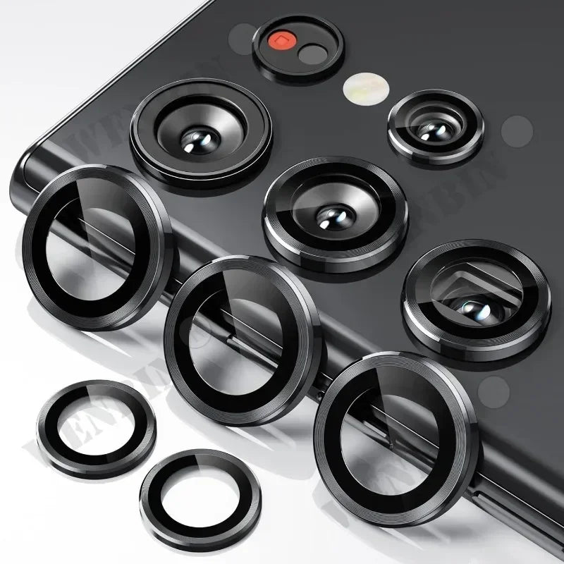 2 Pcs Camera Lens Protector For Samsung S25 S24 Ultra Plus A56 A55 9H Tempered Glass Screen Protector Cover Film Metal Ring