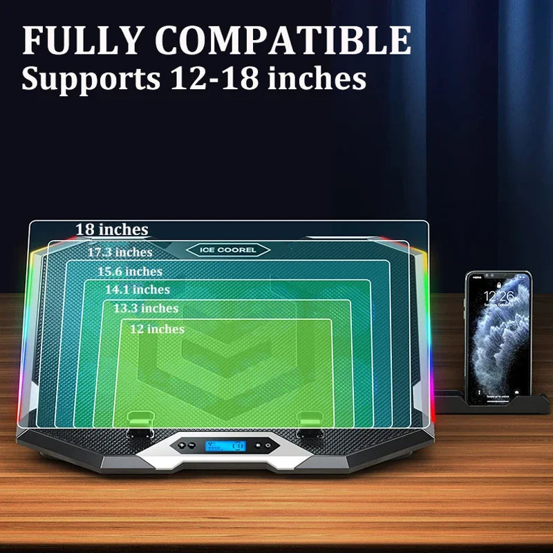Laptop Cooler Gaming RGB 12-18 Inch