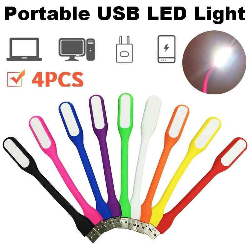 2 4PCS Mini USB LED Light Portable Book Reading Light LED