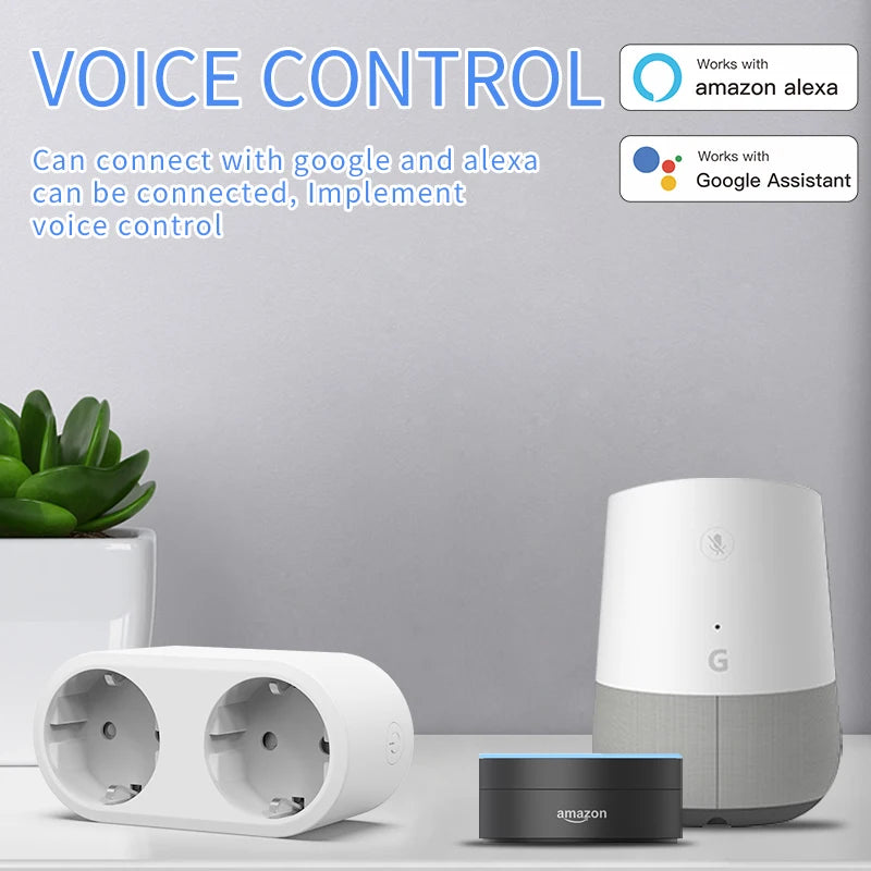 Tuya Wifi Smart Dual Plug Socket