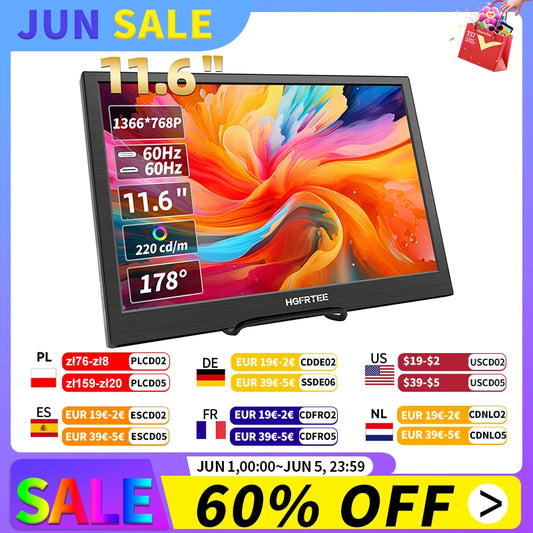 HGFRTEE 11.6inch Portable Gaming Monitor