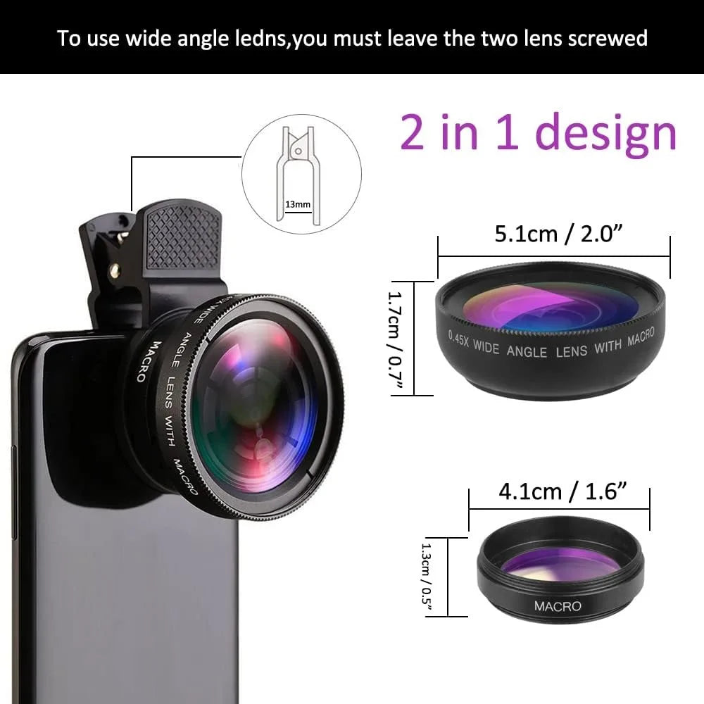 2 IN 1 Lens Universal Clip 37mm Mobile Phone Lens