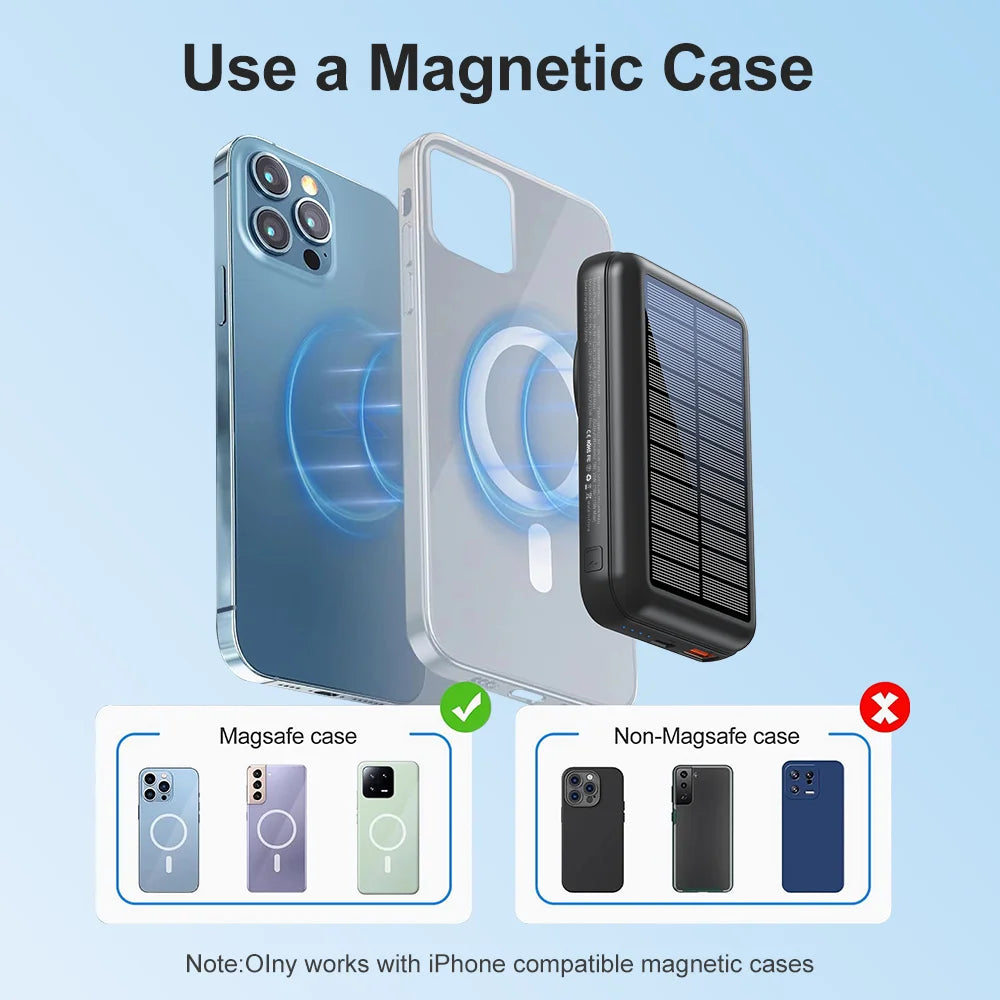15W Solar Magnetic Power Bank 10000mAh