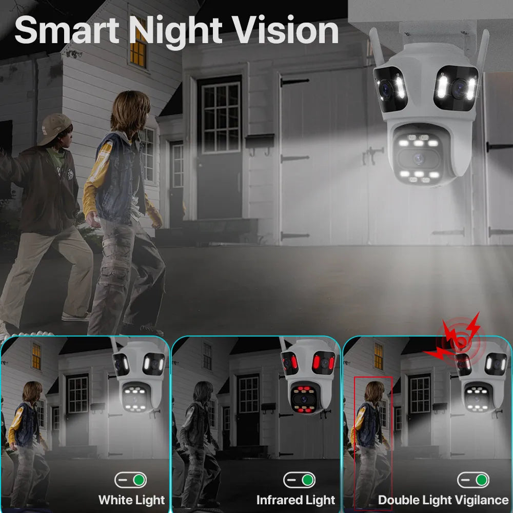 Three Lens PTZ IP Outdoor Camera
