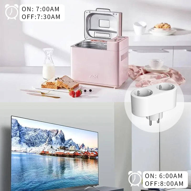 Tuya Wifi Smart Dual Plug Socket