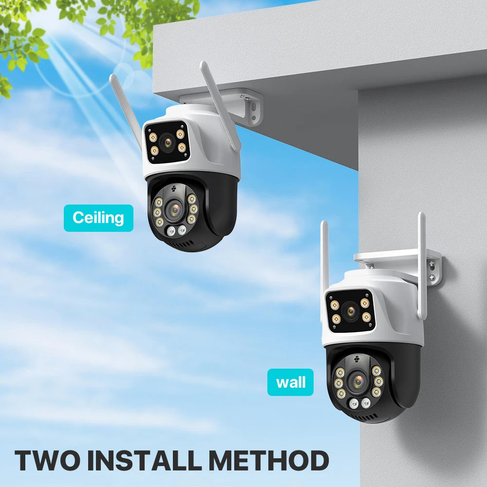 Three Lens PTZ IP Outdoor Camera