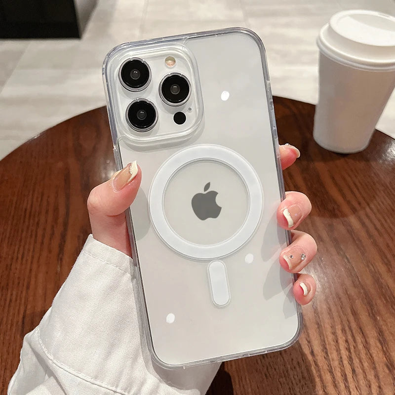 For Magesafe Magnetic Transparent Wireless Charge Case