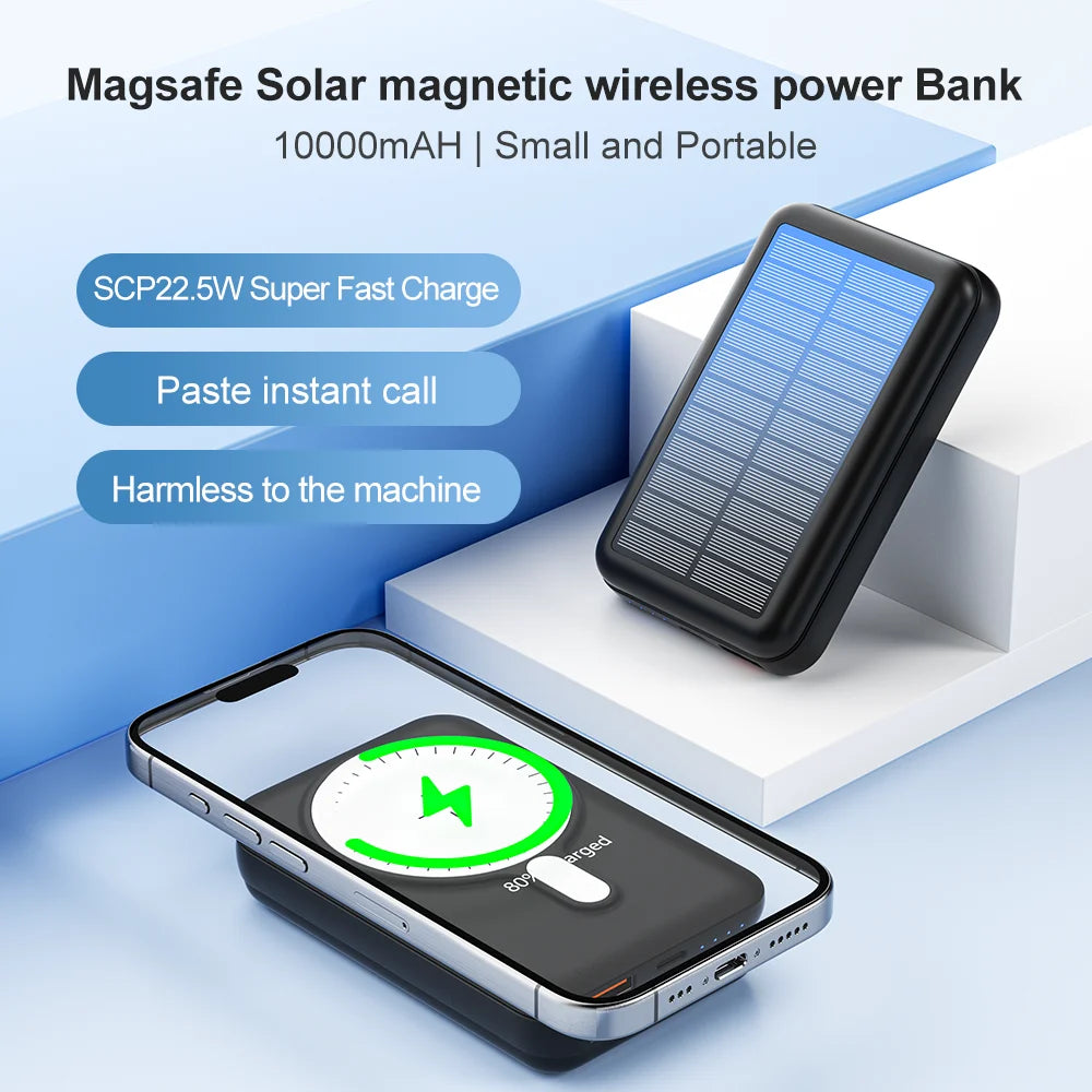 15W Solar Magnetic Power Bank 10000mAh