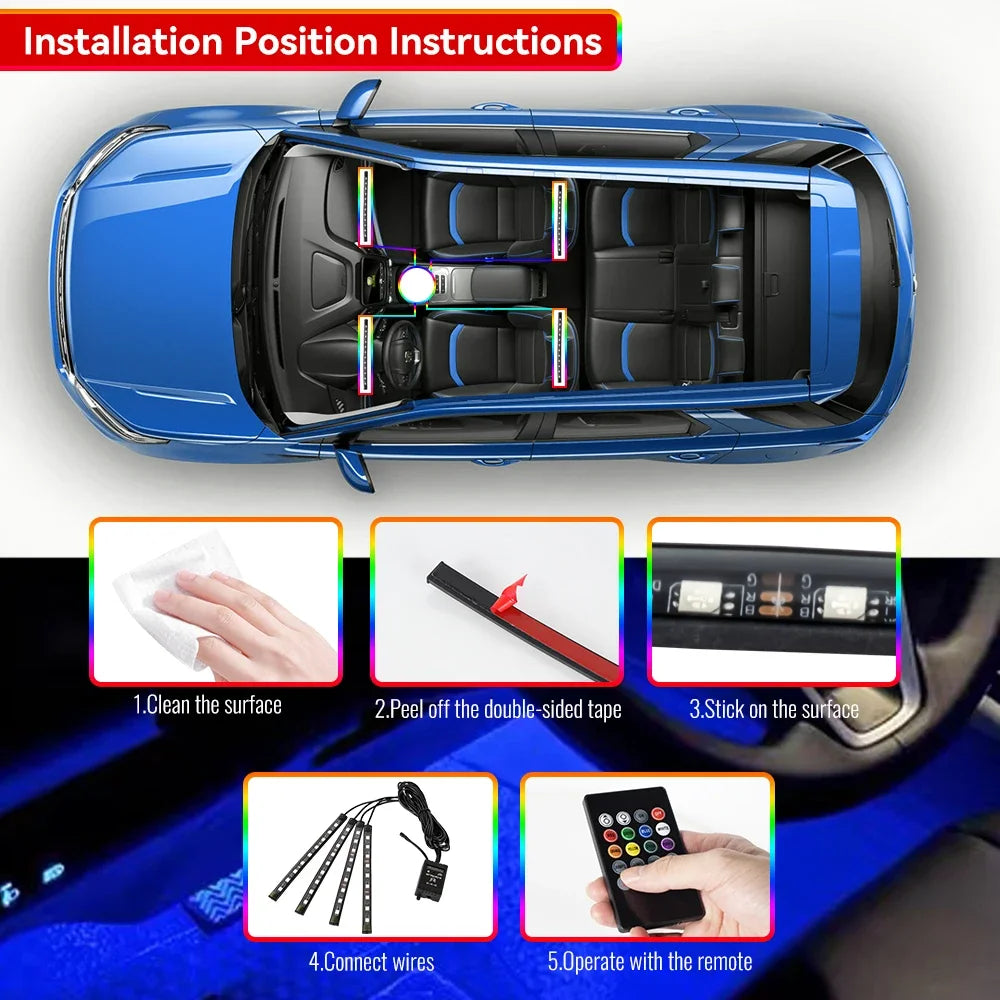 Neon 36 48 72 LED Car