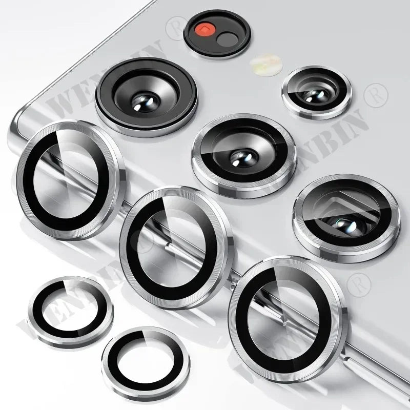 2 Pcs Camera Lens Protector For Samsung S25 S24 Ultra Plus A56 A55 9H Tempered Glass Screen Protector Cover Film Metal Ring