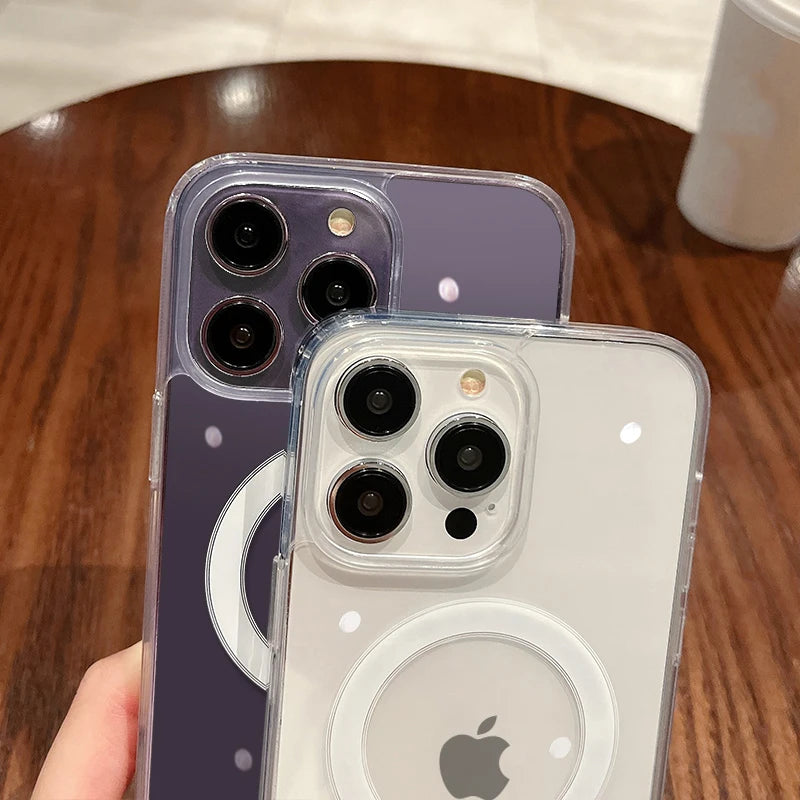 For Magesafe Magnetic Transparent Wireless Charge Case