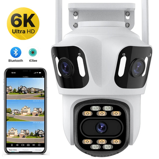 Three Lens PTZ IP Outdoor Camera
