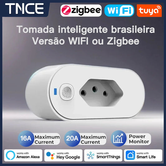 TNCE Tuya Brazil Plug 16/20A adapter, WIFI or zigbee socket