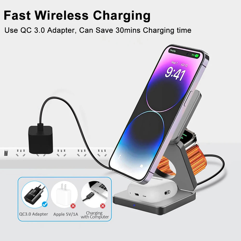 3 in 1 Foldable Magnetic Wireless Charger