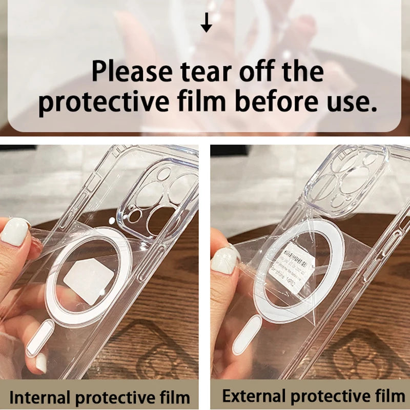 For Magesafe Magnetic Transparent Wireless Charge Case