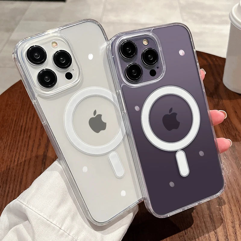 For Magesafe Magnetic Transparent Wireless Charge Case