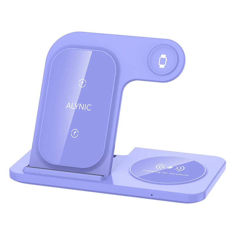 30W LED 3 in 1 Fast Wireless Charger Stand