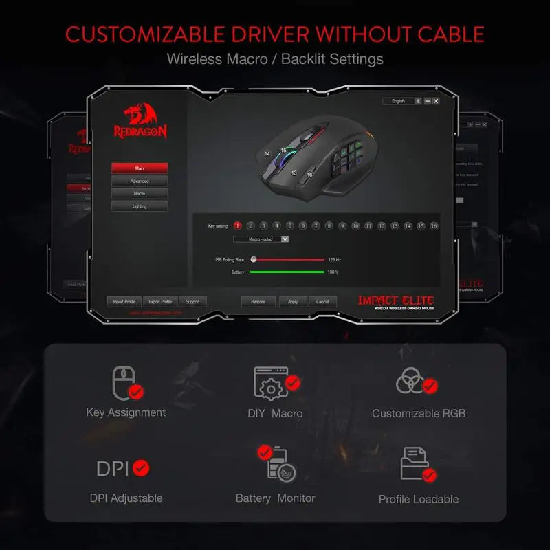Redragon M913 Wireless RGB Optical Gamer Mouse