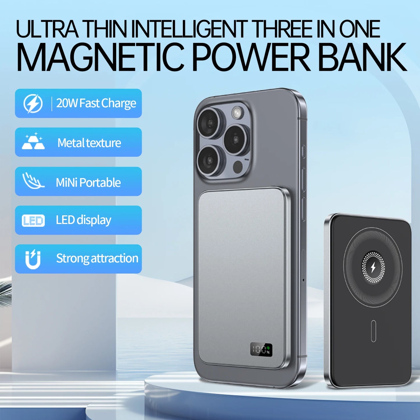 New Ultra thin Alloy Magnetic Power Bank