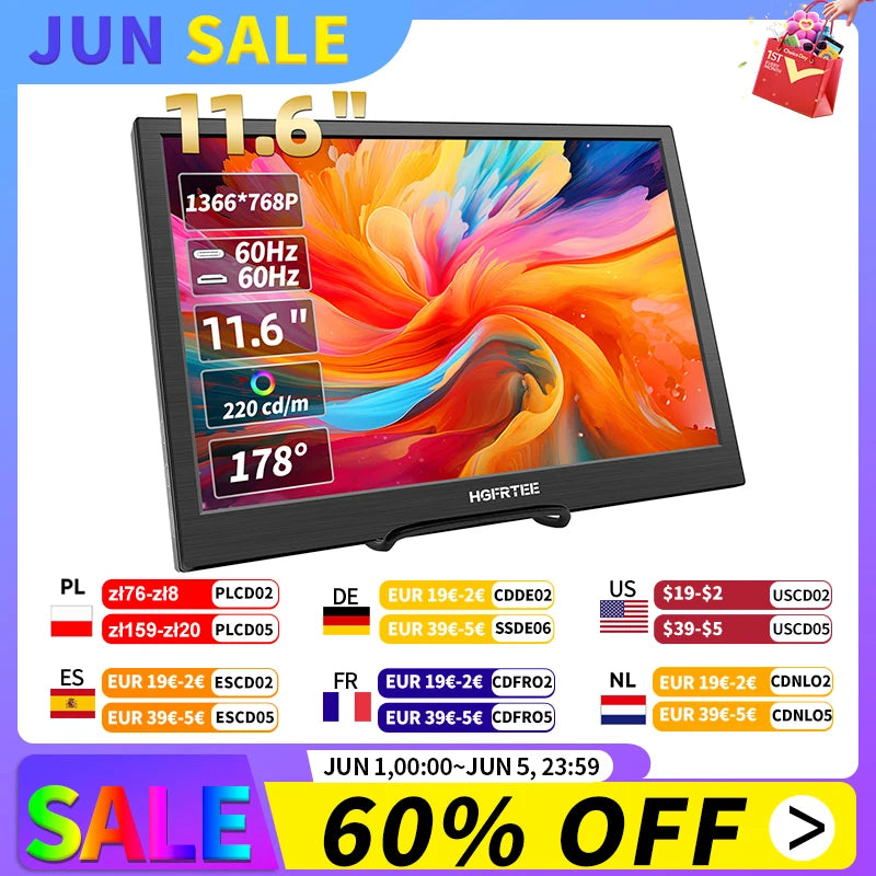 HGFRTEE 11.6inch Portable Gaming Monitor