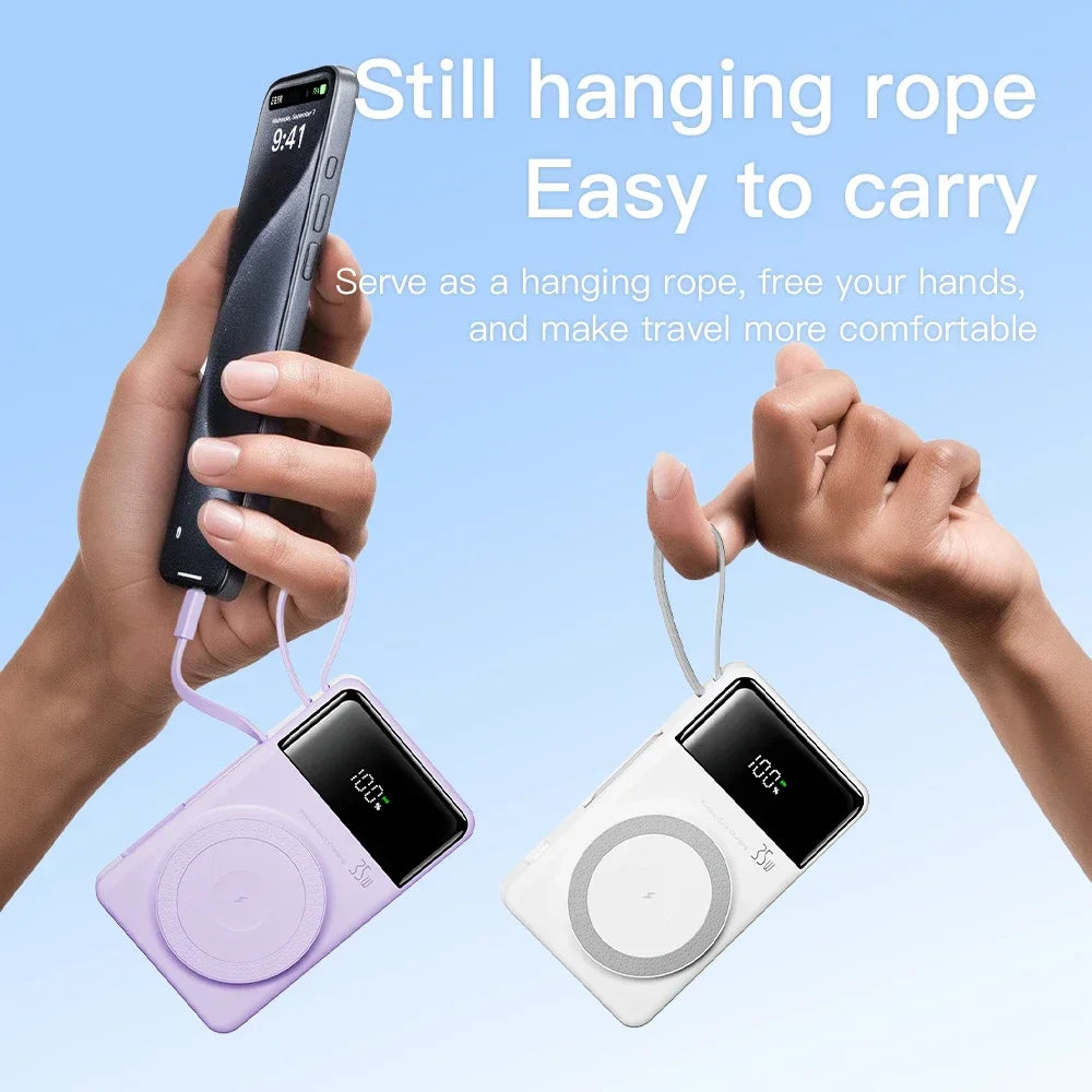 New Portable Built in Cables Magnetic Wireless Power Bank