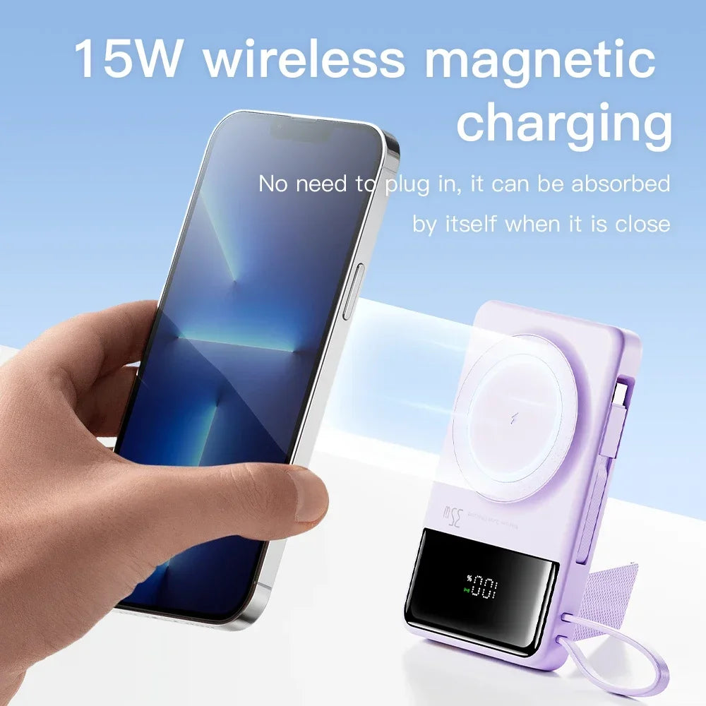 New Portable Built in Cables Magnetic Wireless Power Bank