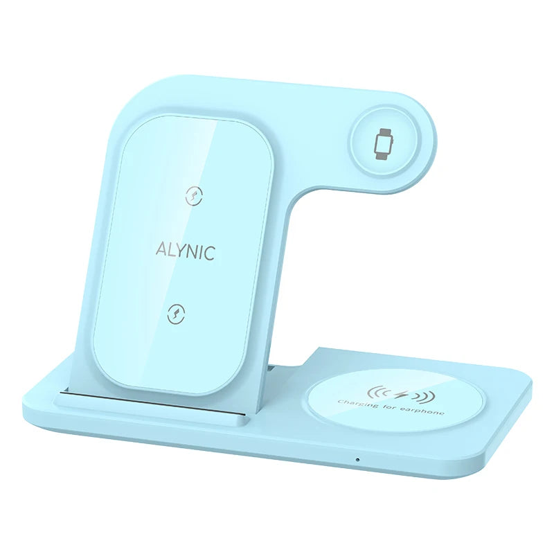 30W LED 3 in 1 Fast Wireless Charger Stand