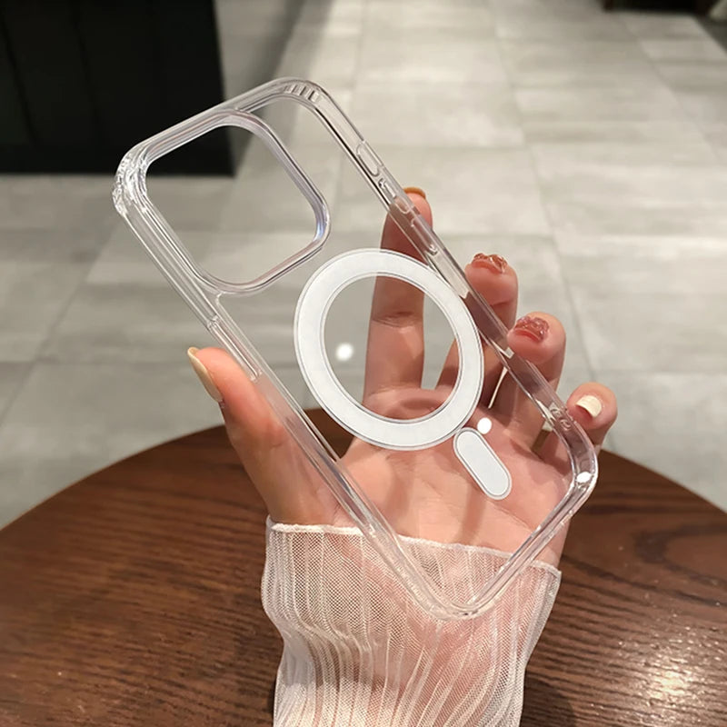 For Magesafe Magnetic Transparent Wireless Charge Case