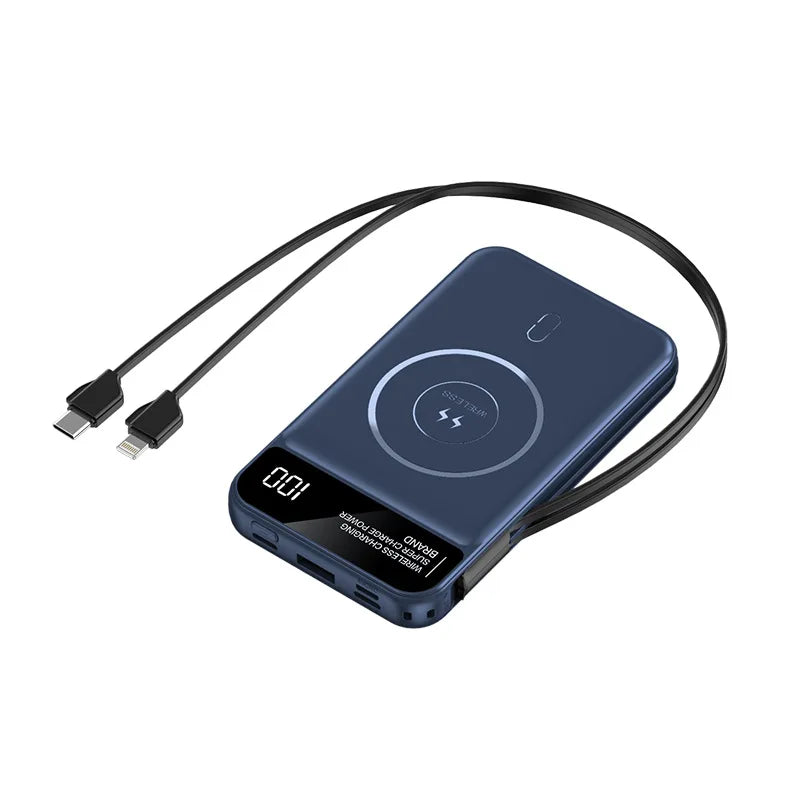 New Portable Built in Cables Magnetic Wireless Power Bank