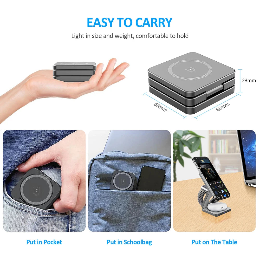 3 in 1 Foldable Magnetic Wireless Charger