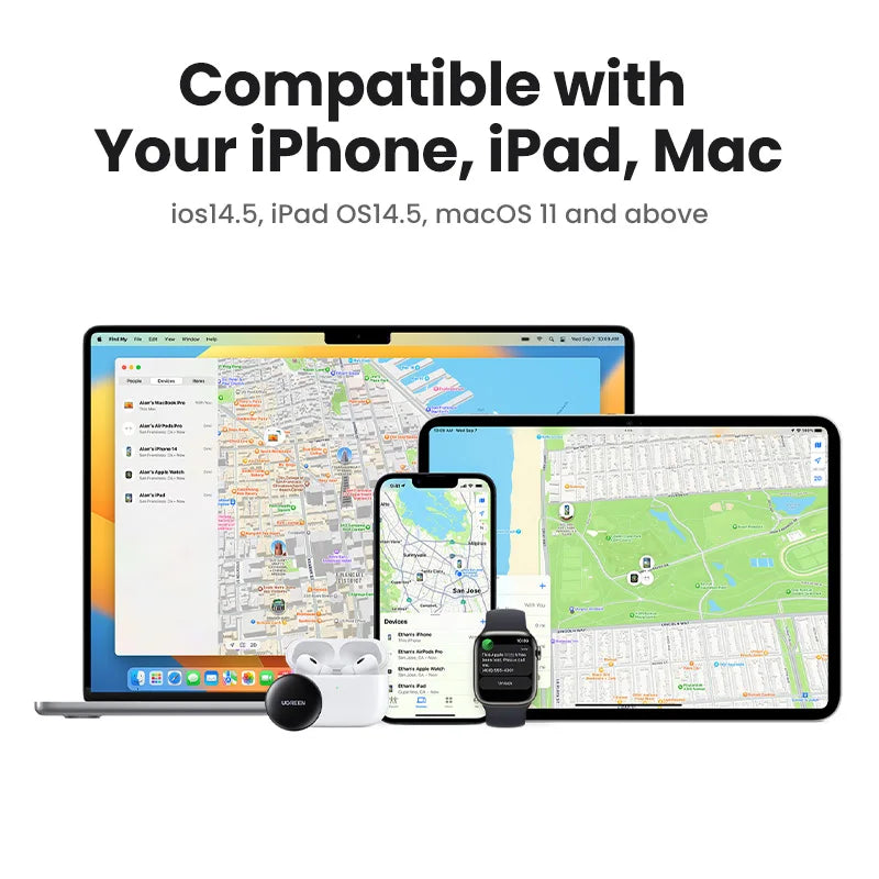 UGREEN Finder Security SmartTrack Link Smart Tag avec Apple Find My Key Bluetooth GPS Tracker pour écouteurs bagages MFi Finder iOS