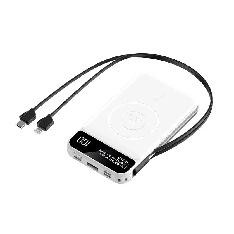New Portable Built in Cables Magnetic Wireless Power Bank