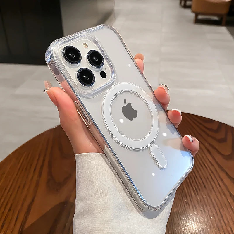 For Magesafe Magnetic Transparent Wireless Charge Case