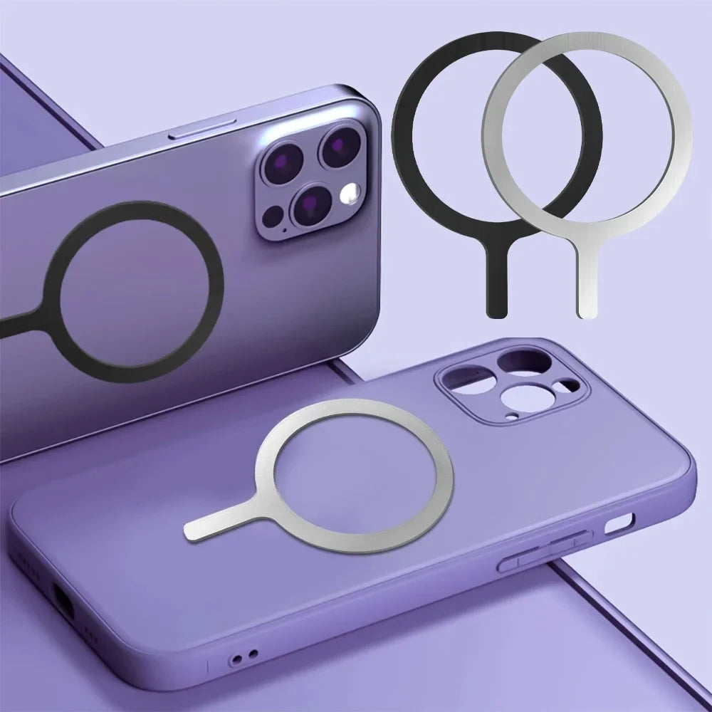 Universal iPhone Wireless Charging Cellphone Round Metal Plate Ring