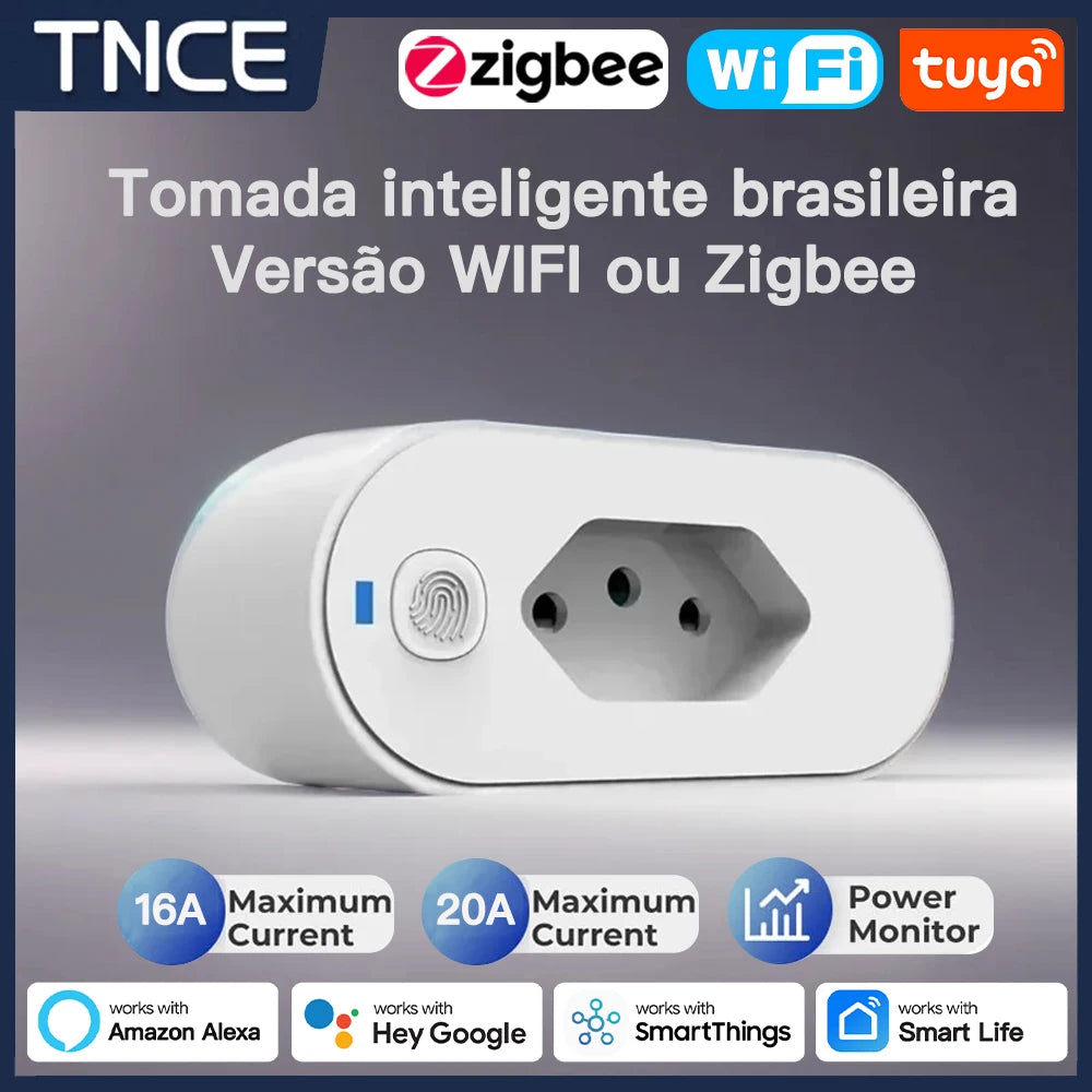 TNCE Tuya Brazil Plug 16/20A adapter, WIFI or zigbee socket