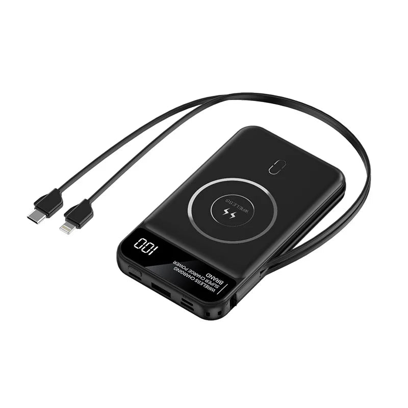New Portable Built in Cables Magnetic Wireless Power Bank