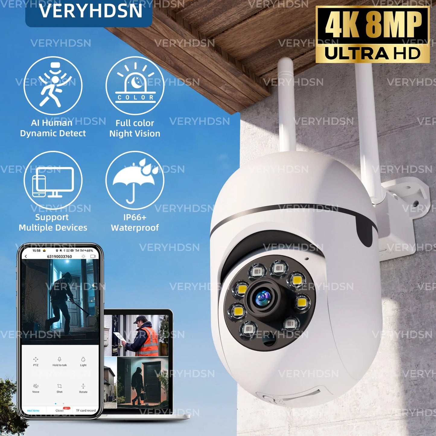8MP Wireless Security Surveillance PTZ Camera